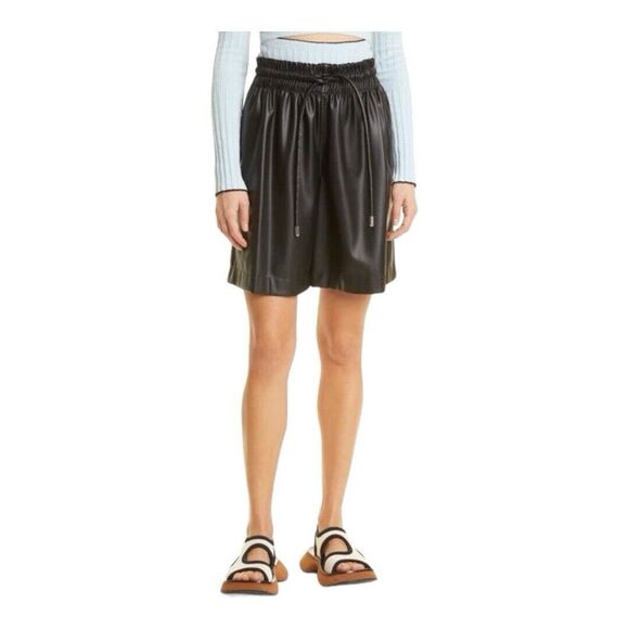Proenza Schouler White Label Size S Faux-leather High-waisted Shorts In Black - Picture 1 of 4